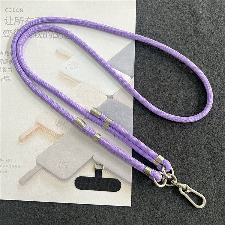 8mm Phone Lanyard with Patch Metal Buckle Polyester Adjustable Shoulder Strap, Length: 1.5m - Purple