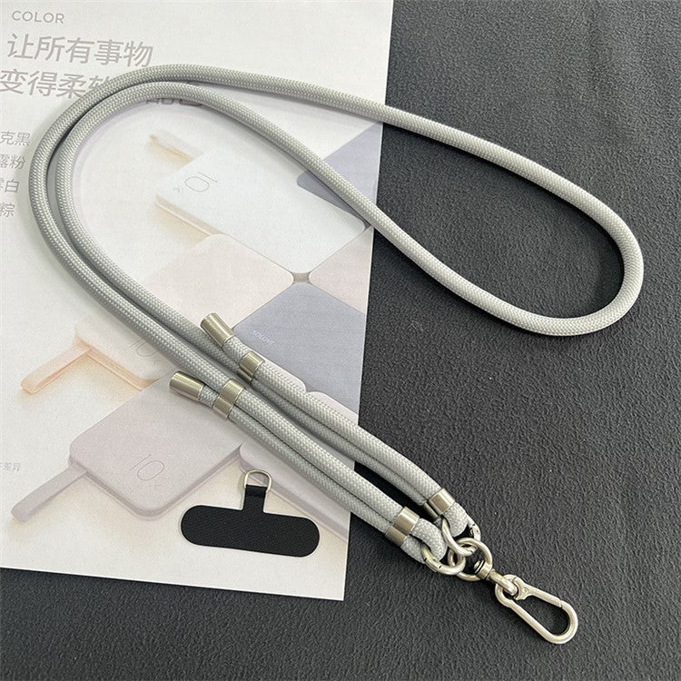 8mm Phone Lanyard with Patch Metal Buckle Polyester Adjustable Shoulder Strap, Length: 1.5m - Grey