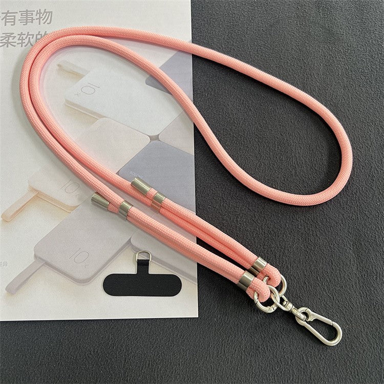 8mm Phone Lanyard with Patch Metal Buckle Polyester Adjustable Shoulder Strap, Length: 1.5m - Pink