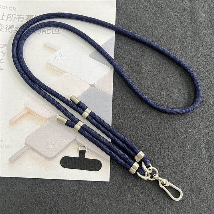 8mm Phone Lanyard with Patch Metal Buckle Polyester Adjustable Shoulder Strap, Length: 1.5m - Dark Blue