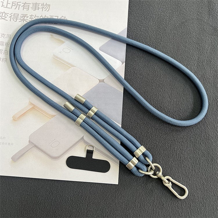 8mm Phone Lanyard with Patch Metal Buckle Polyester Adjustable Shoulder Strap, Length: 1.5m - Ink Blue