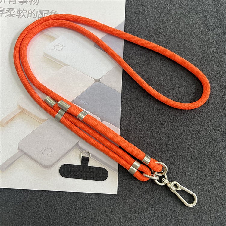 8mm Phone Lanyard with Patch Metal Buckle Polyester Adjustable Shoulder Strap, Length: 1.5m - Orange