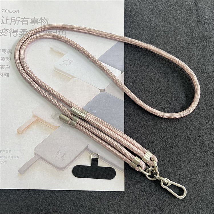 8mm Phone Lanyard with Patch Metal Buckle Polyester Adjustable Shoulder Strap, Length: 1.5m - Rose Gold