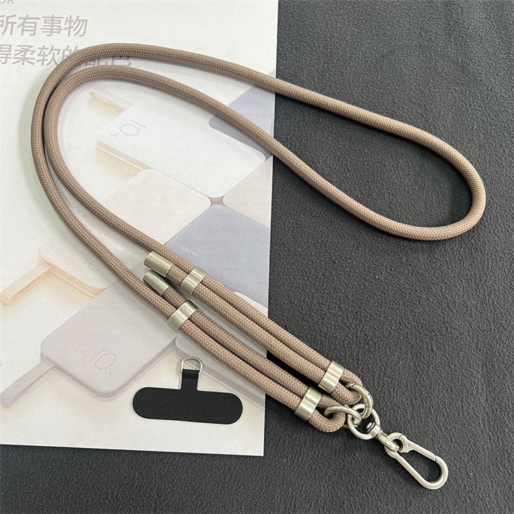 8mm Phone Lanyard with Patch Metal Buckle Polyester Adjustable Shoulder Strap, Length: 1.5m - Dark Khaki