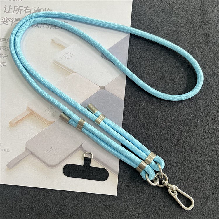 8mm Phone Lanyard with Patch Metal Buckle Polyester Adjustable Shoulder Strap, Length: 1.5m - Sky Blue