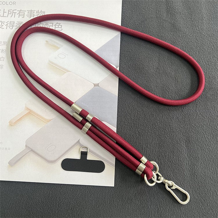 8mm Phone Lanyard with Patch Metal Buckle Polyester Adjustable Shoulder Strap, Length: 1.5m - Jujube Red