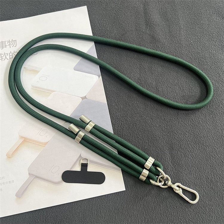 8mm Phone Lanyard with Patch Metal Buckle Polyester Adjustable Shoulder Strap, Length: 1.5m - Dark Green