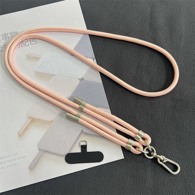 8mm Phone Lanyard with Patch Metal Buckle Polyester Adjustable Shoulder Strap, Length: 1.5m - Pink Gold