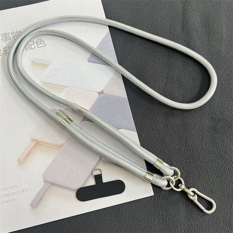 8mm Phone Lanyard with Patch Metal Buckle Polyester Adjustable Shoulder Strap, Length: 1.5m - Silver