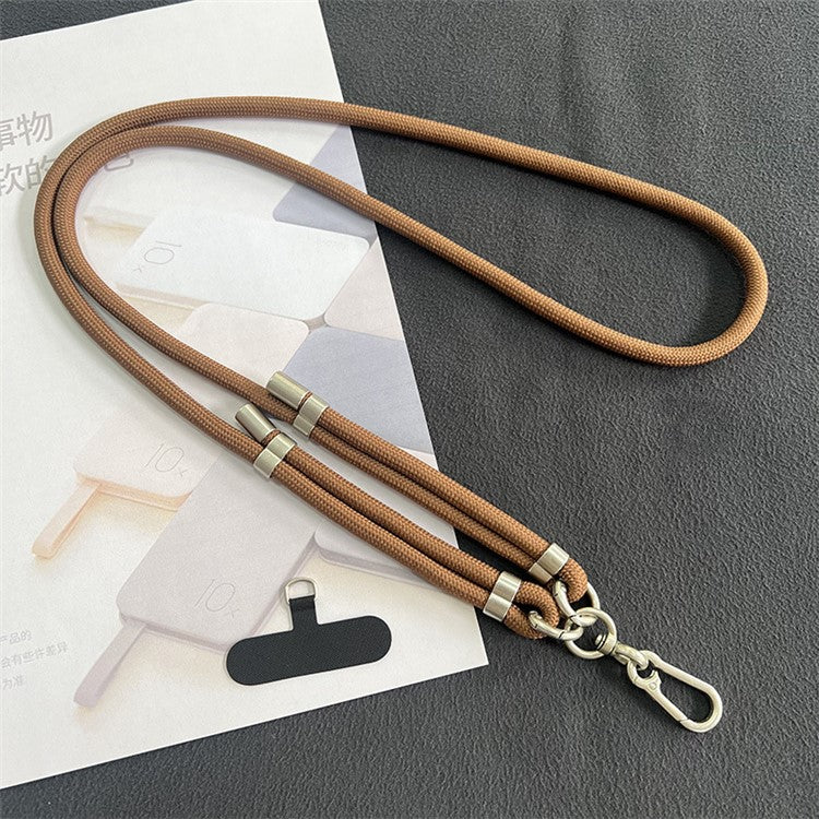 8mm Phone Lanyard with Patch Metal Buckle Polyester Adjustable Shoulder Strap, Length: 1.5m - Dark Coffee