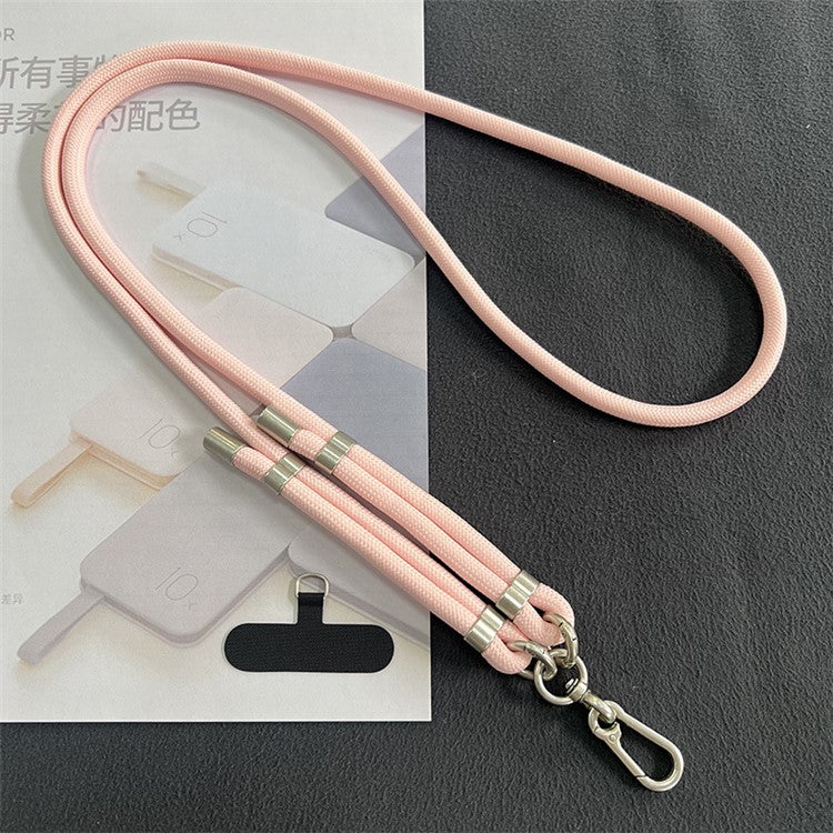 8mm Phone Lanyard with Patch Metal Buckle Polyester Adjustable Shoulder Strap, Length: 1.5m - Baby Pink