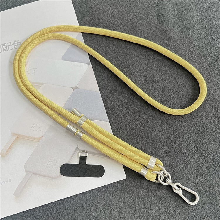 8mm Phone Lanyard with Patch Metal Buckle Polyester Adjustable Shoulder Strap, Length: 1.5m - Egg Yellow