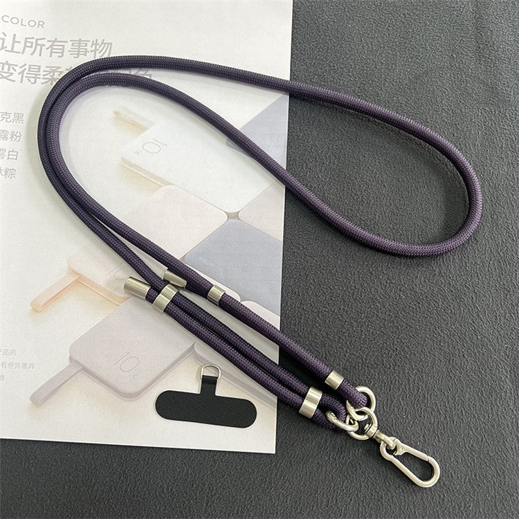 8mm Phone Lanyard with Patch Metal Buckle Polyester Adjustable Shoulder Strap, Length: 1.5m - Midnight Purple