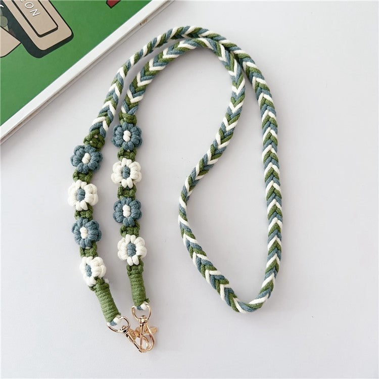 Braided Phone Lanyard Cotton Rope Daisy Flower Phone Crossbody Strap, Length: 120cm (Not Adjustable) - Style B