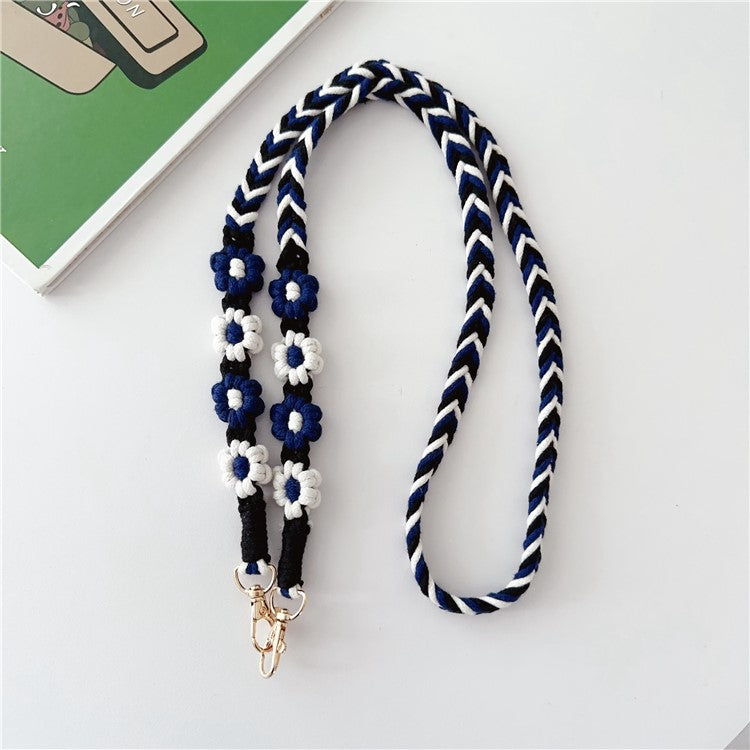 Braided Phone Lanyard Cotton Rope Daisy Flower Phone Crossbody Strap, Length: 120cm (Not Adjustable) - Style F