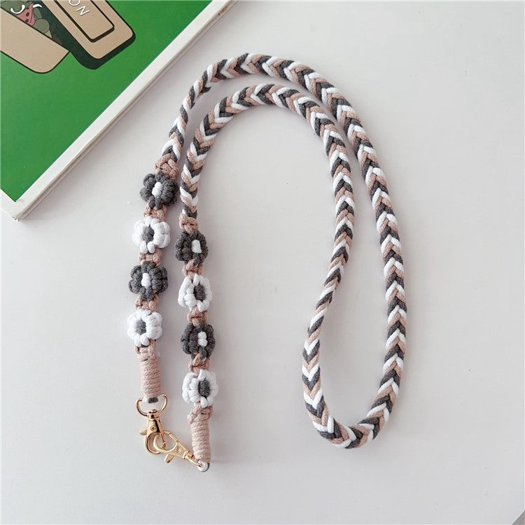 Braided Phone Lanyard Cotton Rope Daisy Flower Phone Crossbody Strap, Length: 120cm (Not Adjustable) - Style G