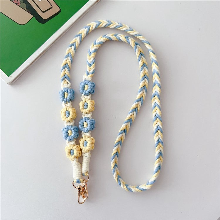 Braided Phone Lanyard Cotton Rope Daisy Flower Phone Crossbody Strap, Length: 120cm (Not Adjustable) - Style H