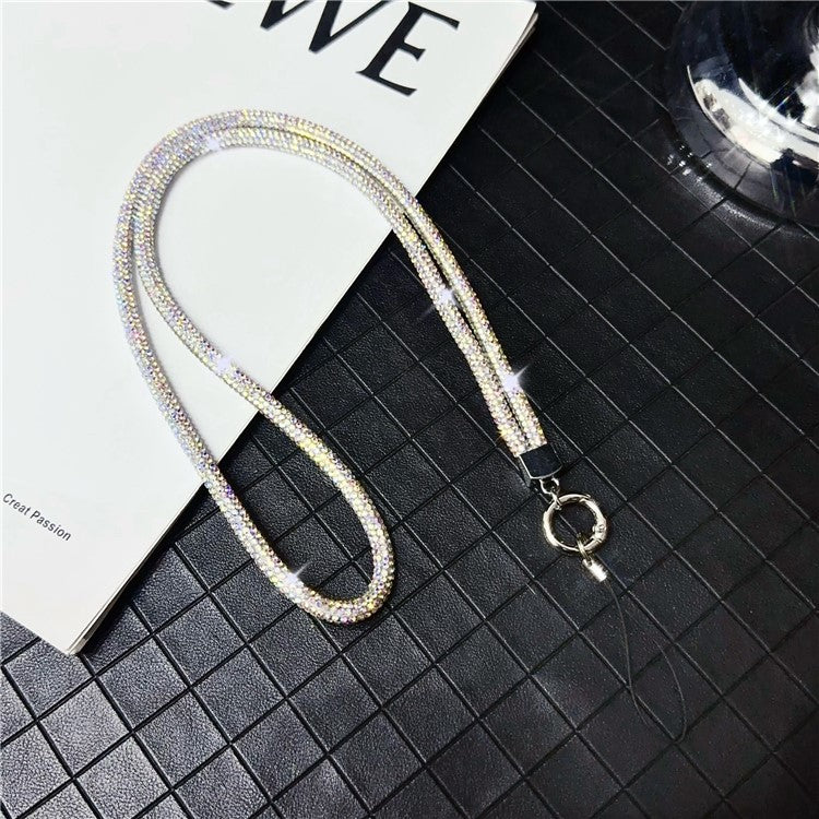 Stylish Rhinestone Phone Lanyard Cotton Rope Universal Neck Strap, Length: 80cm - Colorful