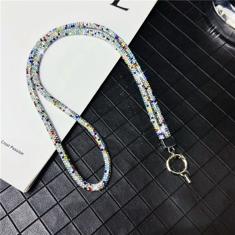 Stylish Rhinestone Phone Lanyard Cotton Rope Universal Neck Strap, Length: 80cm - Multi-color