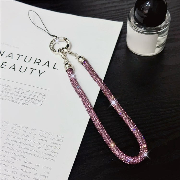 Phone Wrist Strap Shiny Rhinestone Decor Hand Strap Lanyard, Length: 25cm - Purple