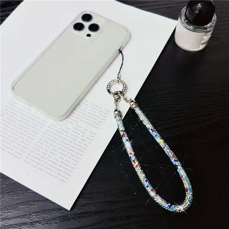 Phone Wrist Strap Shiny Rhinestone Decor Hand Strap Lanyard, Length: 25cm - Purple