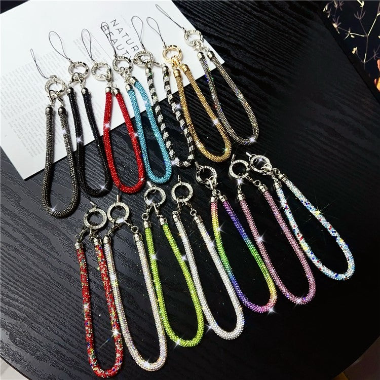 Phone Wrist Strap Shiny Rhinestone Decor Hand Strap Lanyard, Length: 25cm - Purple