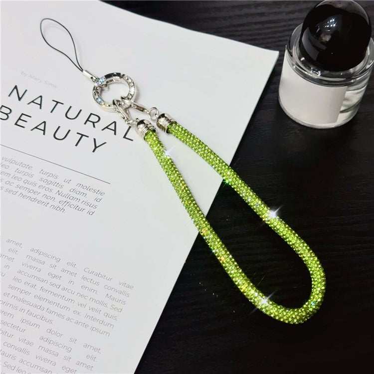 Phone Wrist Strap Shiny Rhinestone Decor Hand Strap Lanyard, Length: 25cm - Green