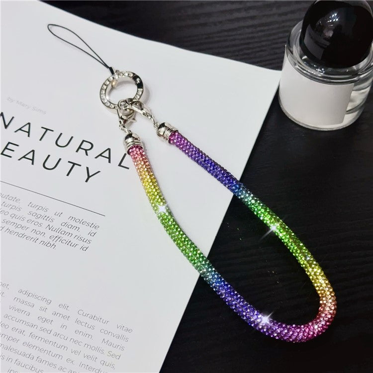 Phone Wrist Strap Shiny Rhinestone Decor Hand Strap Lanyard, Length: 25cm - Gradient