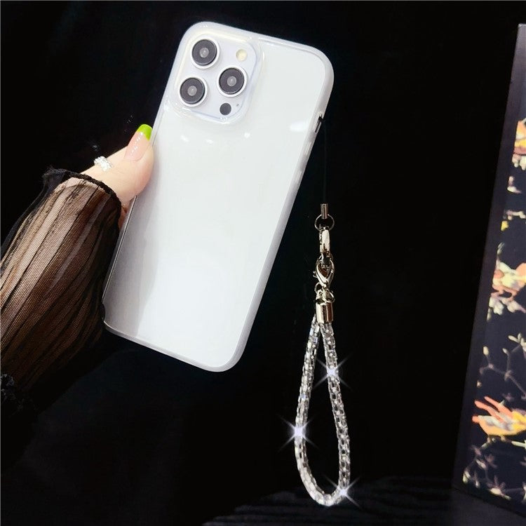 Phone Wrist Strap Lanyard Universal Hand Strap Square Rhinestones Decor, Length: 25cm - Crystal White