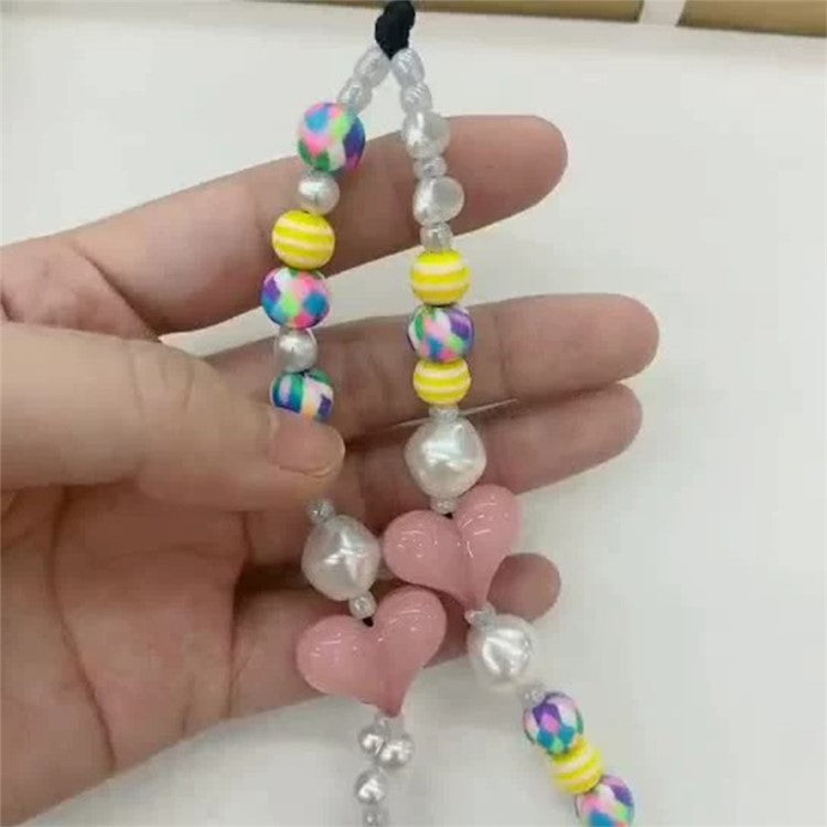 Beaded Phone Charms Key Chain Anti-Lost Phone Lanyard Wrist Strap, Length: 16cm+5cm - SZ-A210004C