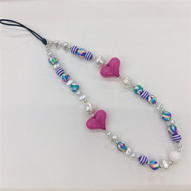 Beaded Phone Charms Key Chain Anti-Lost Phone Lanyard Wrist Strap, Length: 16cm+5cm - SZ-A210004A