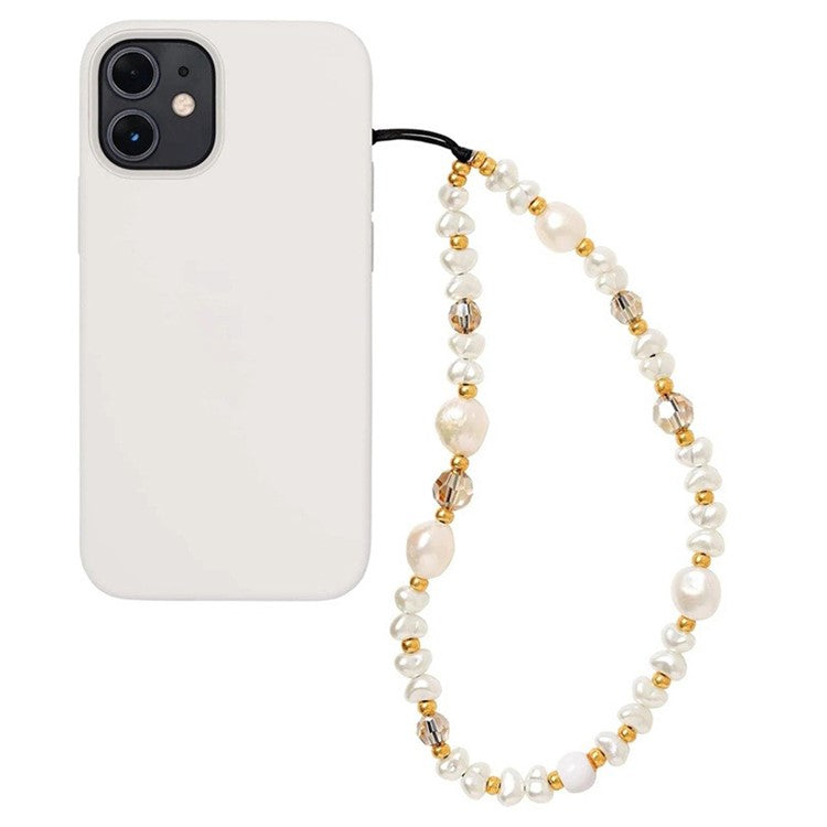 Beaded Phone Bracelet Strap Phone Lanyard Imitation Pearl Phone Charm, Length: 16cm+5cm - SZ-A220006C