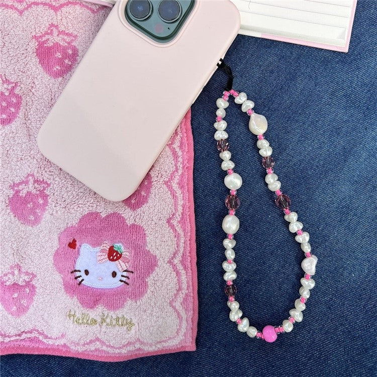 Beaded Phone Bracelet Strap Phone Lanyard Imitation Pearl Phone Charm, Length: 16cm+5cm - SZ-A220006C