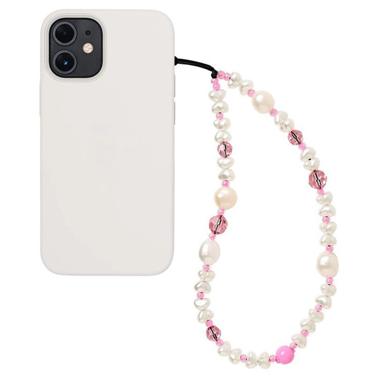 Beaded Phone Bracelet Strap Phone Lanyard Imitation Pearl Phone Charm, Length: 16cm+5cm - SZ-A220006D