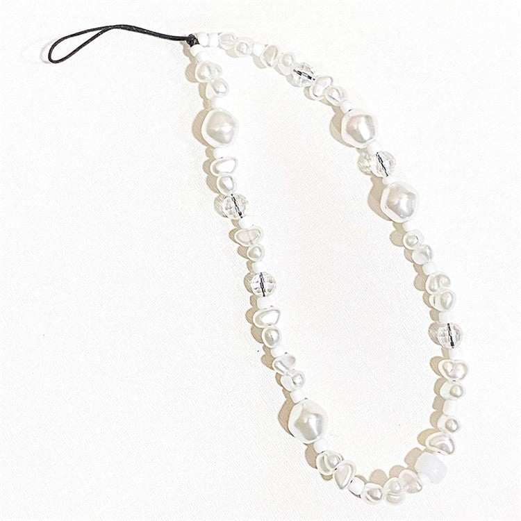 Beaded Phone Bracelet Strap Phone Lanyard Imitation Pearl Phone Charm, Length: 16cm+5cm - SZ-A220006A