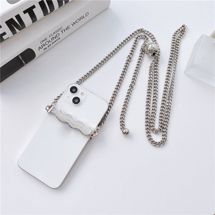 Universal Phone Crossbody Chain Back Clip Phone Metal Lanyard Neck Strap with Adjustable Round Bead