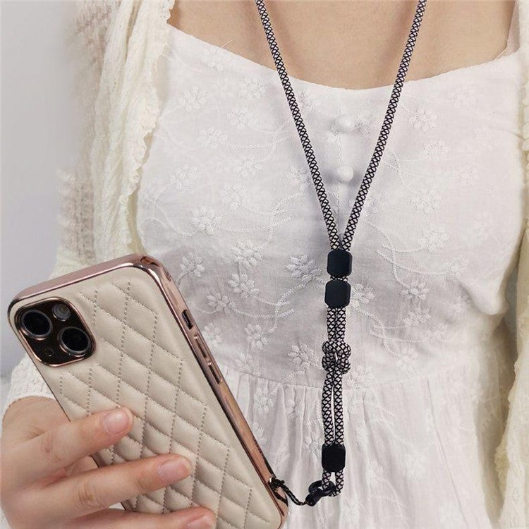 JLC-810 Universal Phone Lanyard Polyester Neck Strap Detachable Wristlet Strap Dual Use - Black+White Dots