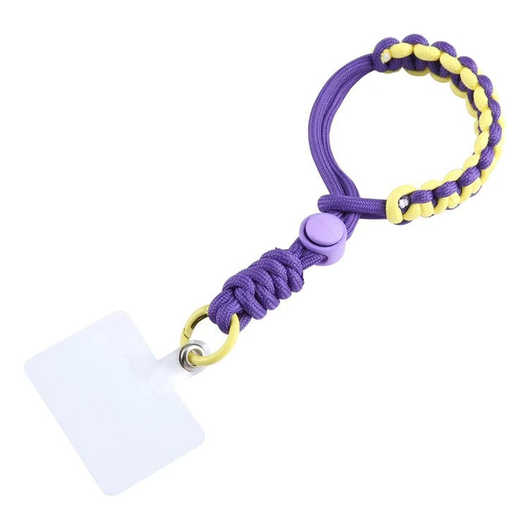 Phone Lanyard Wrist Strap 26cm Anti-Drop Hand-Woven Bracelet with Tether Tab - Purple+Yellow