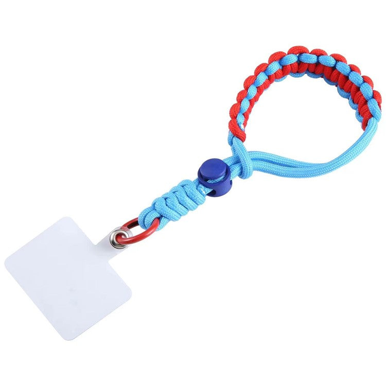 Phone Lanyard Wrist Strap 26cm Anti-Drop Hand-woven Bracelet with Tether Tab - Blue+Red