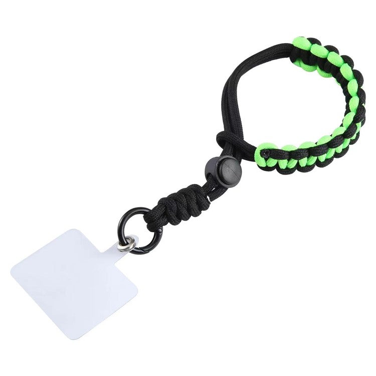 Phone Lanyard Wrist Strap 26cm Anti-Drop Hand-woven Bracelet with Tether Tab - Black+Green