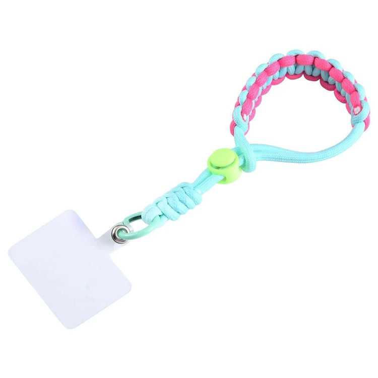 Phone Lanyard Wrist Strap 26cm Anti-Drop Hand-woven Bracelet with Tether Tab - Baby Blue+Rose