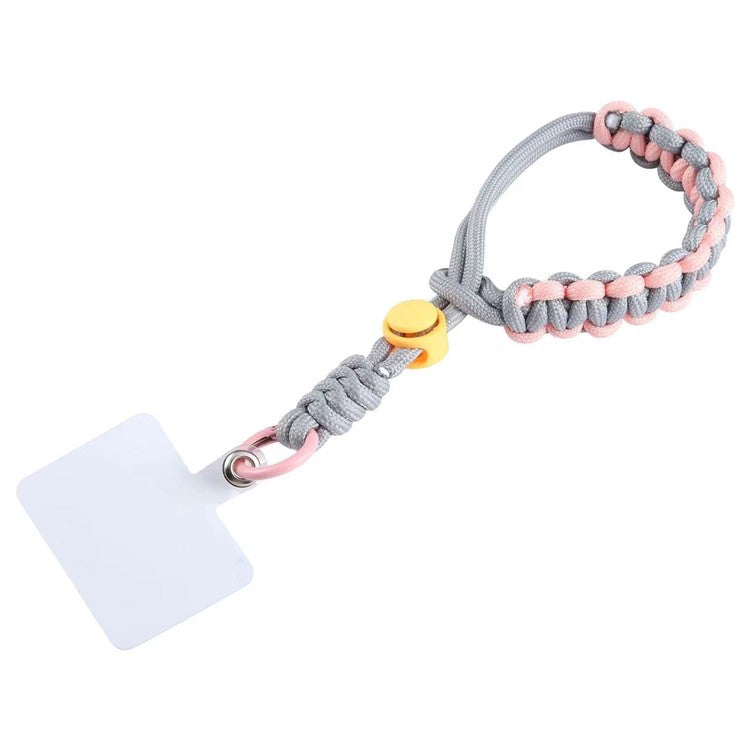 Phone Lanyard Wrist Strap 26cm Anti-Drop Hand-woven Bracelet with Tether Tab - Grey+Pink