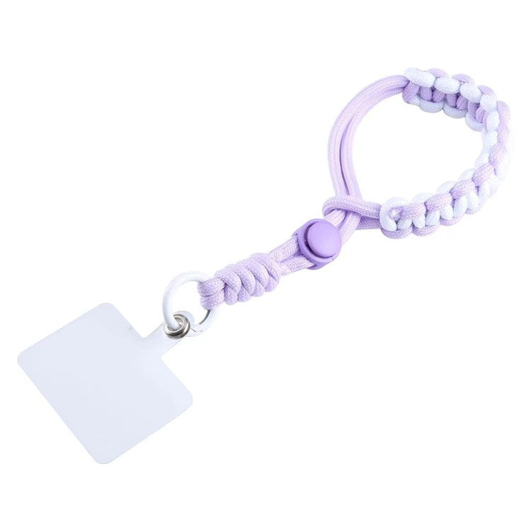 Phone Lanyard Wrist Strap 26cm Anti-Drop Hand-woven Bracelet with Tether Tab - Purple+White