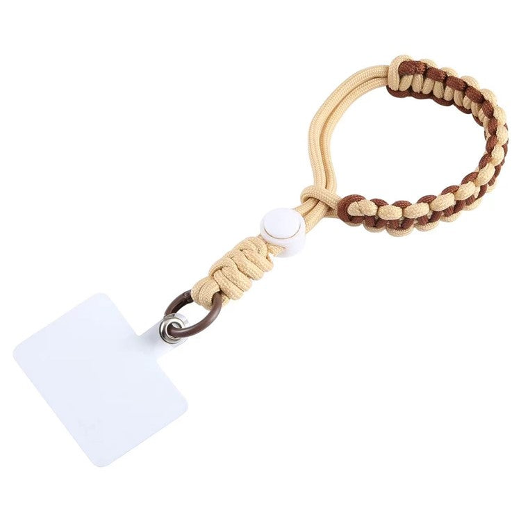 Phone Lanyard Wrist Strap 26cm Anti-Drop Hand-woven Bracelet with Tether Tab - Khaki+Brown