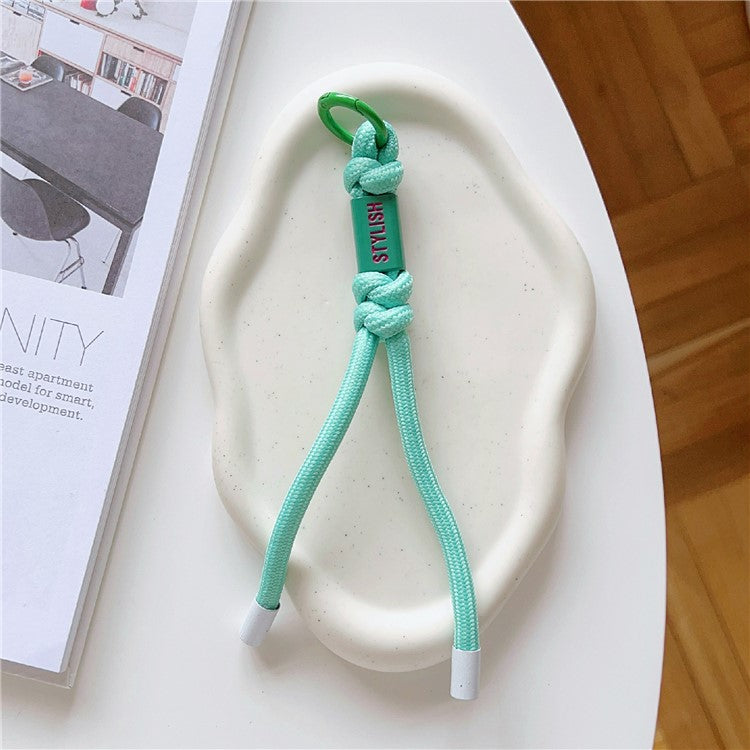 Phone Lanyard Anti-lost 17cm Nylon Phone Charm Decor with Tether Tab - Green