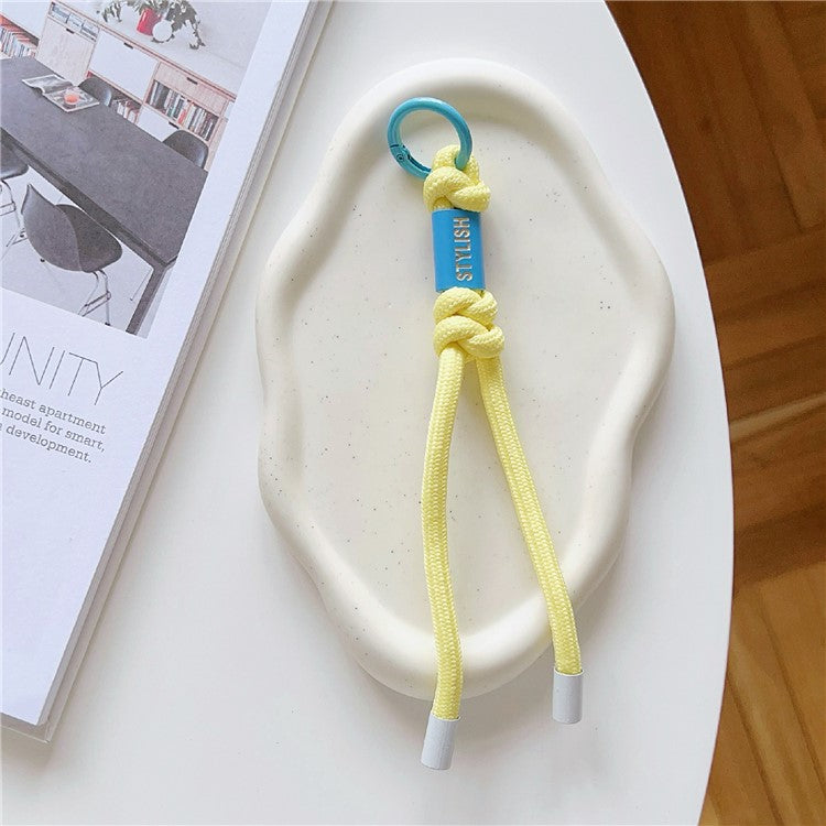 Phone Lanyard Anti-lost 17cm Nylon Phone Charm Decor with Tether Tab - Yellow