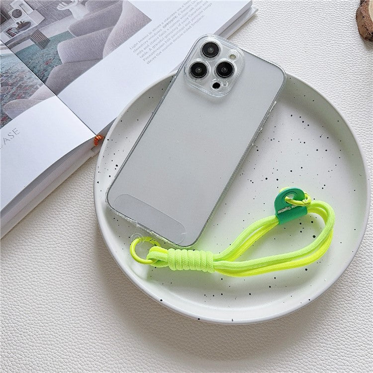 Phone Strap Dual-Layer Design 30cm Nylon Short Hand Lanyard with Tether Tab - Black+White