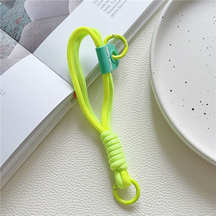 Phone Strap Dual-Layer Design 30cm Nylon Short Hand Lanyard with Tether Tab - Fluorescent Yellow +Fluorescent Green