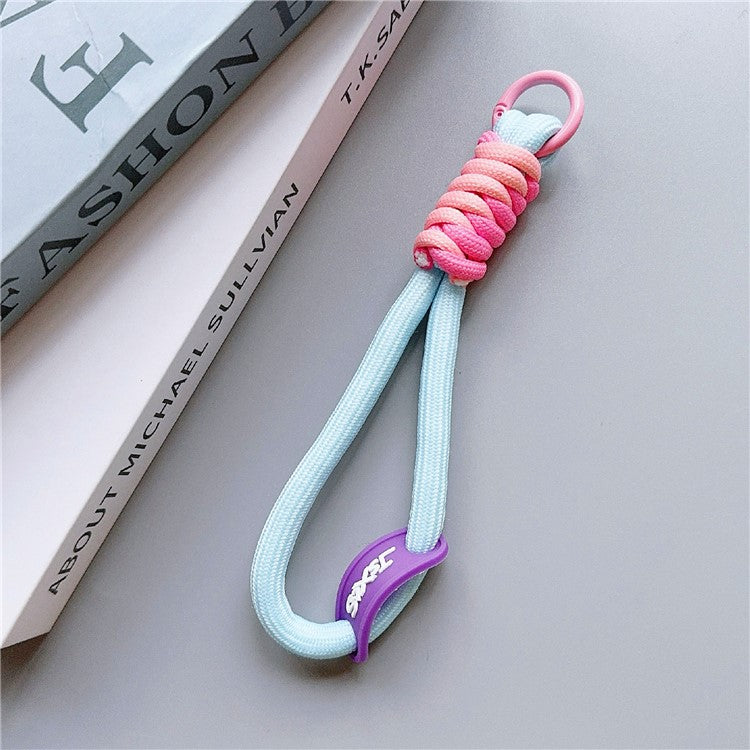 Phone Lanyard Wrist Strap 30cm Nylon Short Hand Lanyard with Tether Tab - Baby Blue+Pink