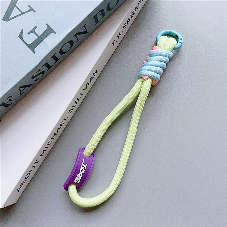 Phone Lanyard Wrist Strap 30cm Nylon Short Hand Lanyard with Tether Tab - Light Green+Pink+Blue